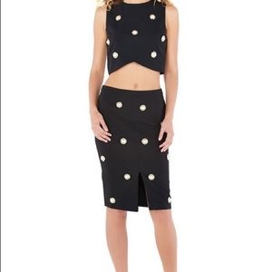 Embellished Pearl Pencil Skirt